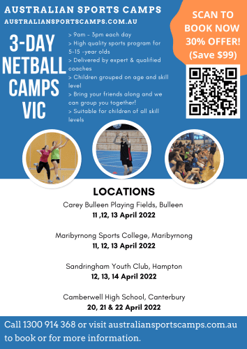 Australian Sports Camps - 3 Day Junior Netball Programs